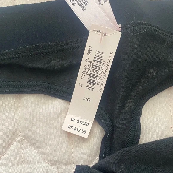 Victoria's Secret Black Logo-Print Thong with White Accents - Picture 2 of 3